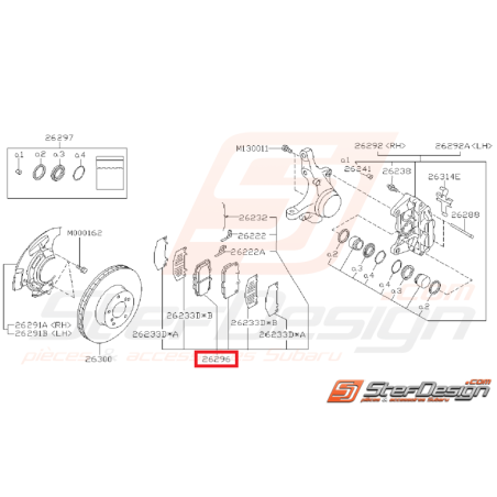 Kit plaquettes de frein et entretoises avant origine subaru GT 99-00 WRX 01-07