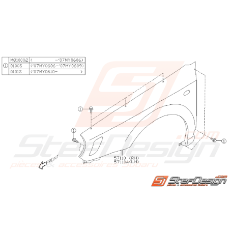 Ensemble aile avant STI/WRX 01-02