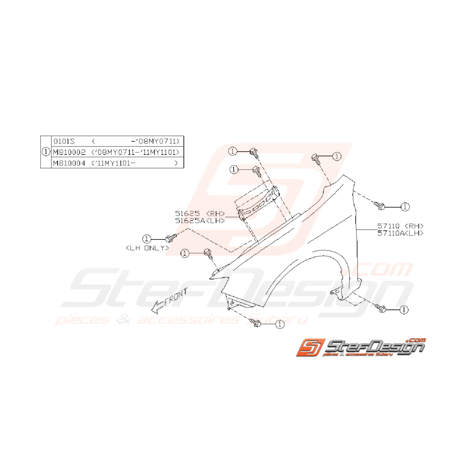 Ensemble aile avant STI 08-14 Ensemble aile avant STI 08-14