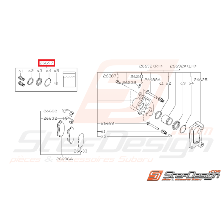 Kit réparation d'étriers arrière SUBARU impreza GT 99-00