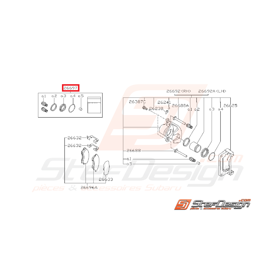 Kit réparation d'étriers arrière SUBARU impreza GT 99-00