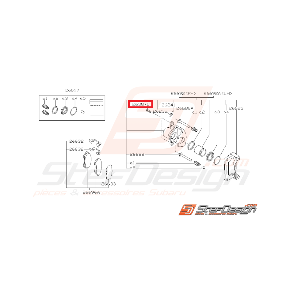 Vis d'étrier arrière pour SUBARU GT 99-00