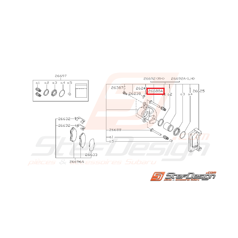Broche guide de freins arrières GT 99-00 Broche guide de freins arrières GT 99-00