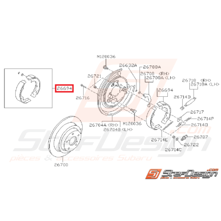 Machoires de frein à main ORIGINE SUBARU GT 93-00