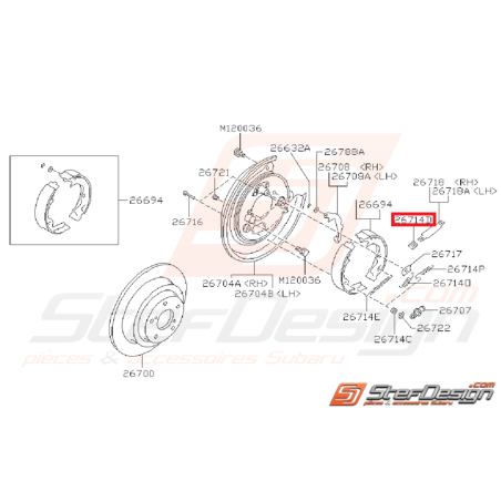 Ressort amortisseur frein a main SUBARU GT 97-00 WRX/STI 01-14