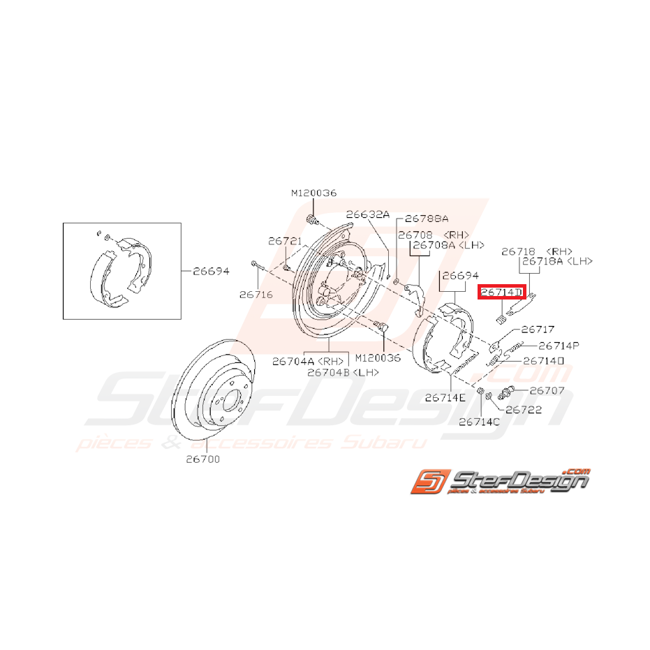 Ressort amortisseur frein a main SUBARU GT 97-00 WRX/STI 01-14