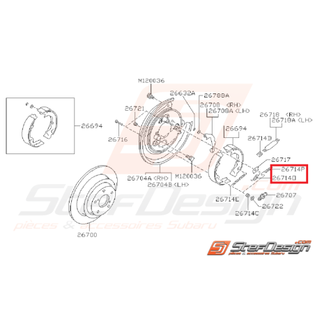 Ressort frein à main SUBARU IMPREZA GT 99-00 STI/WRX 01-14