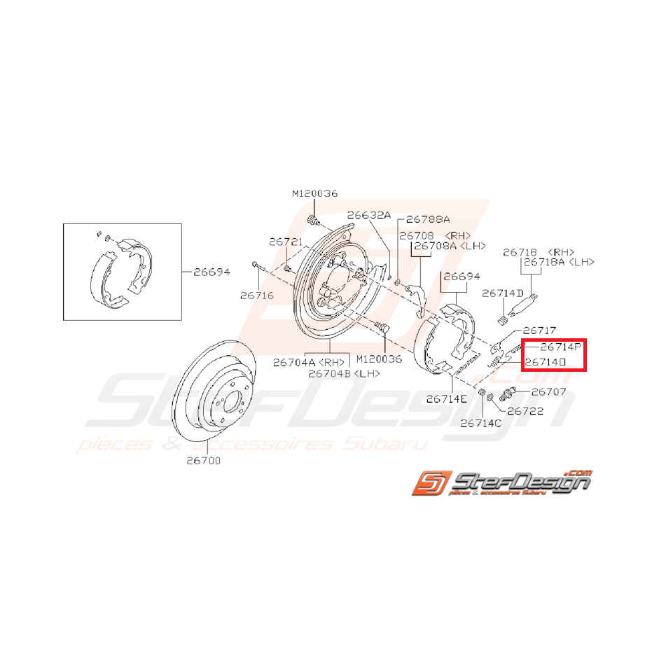 Ressort frein à main SUBARU IMPREZA GT 99-00 STI/WRX 01-14