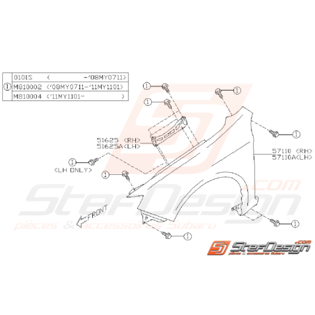 Ensemble Aile Avant Subaru WRX 2008 - 2011