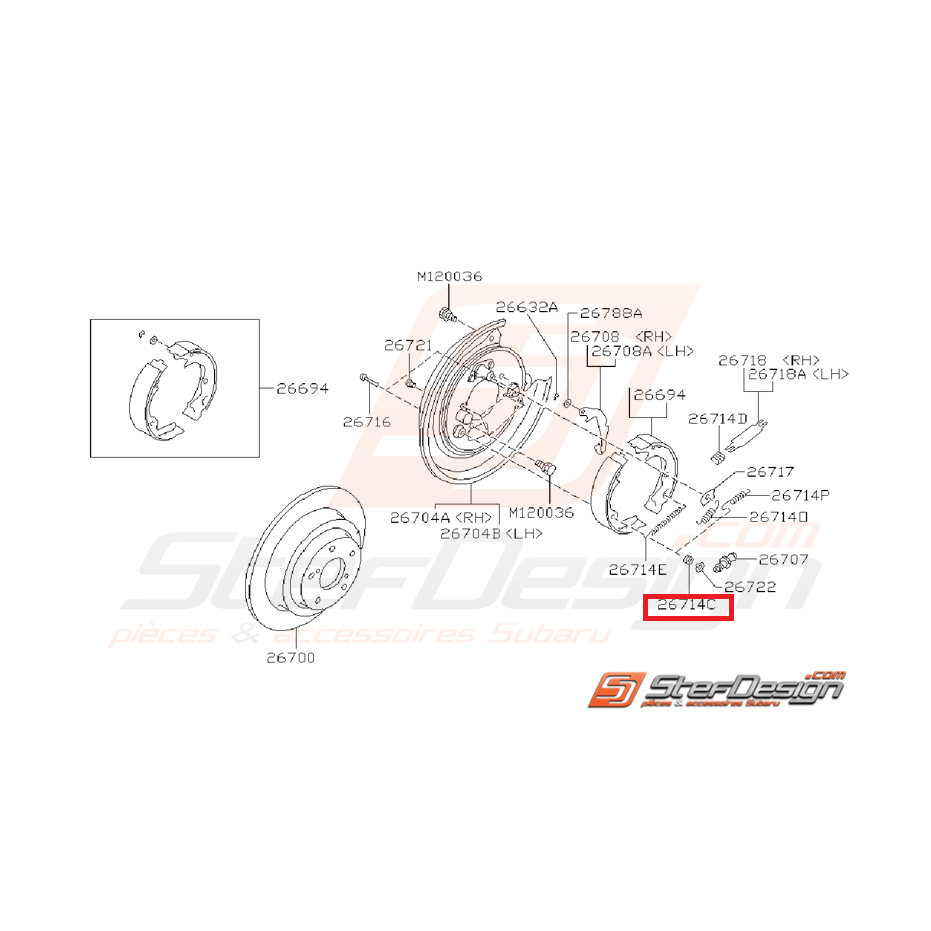 Ressort réglage des mâchoires frein a main GT 97-00 STI/WRX 01-14
