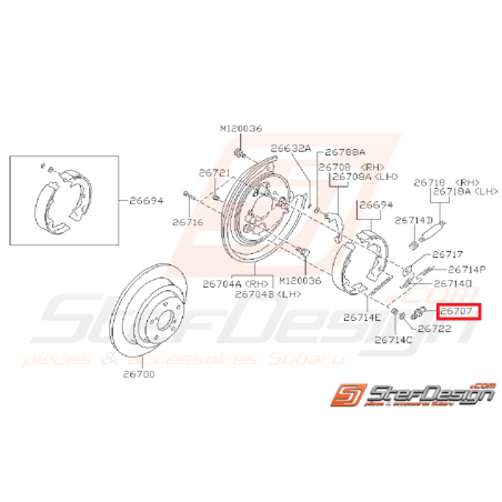 Dispositif réglage frein arrière GT 93-00 STI/WRX 01-07