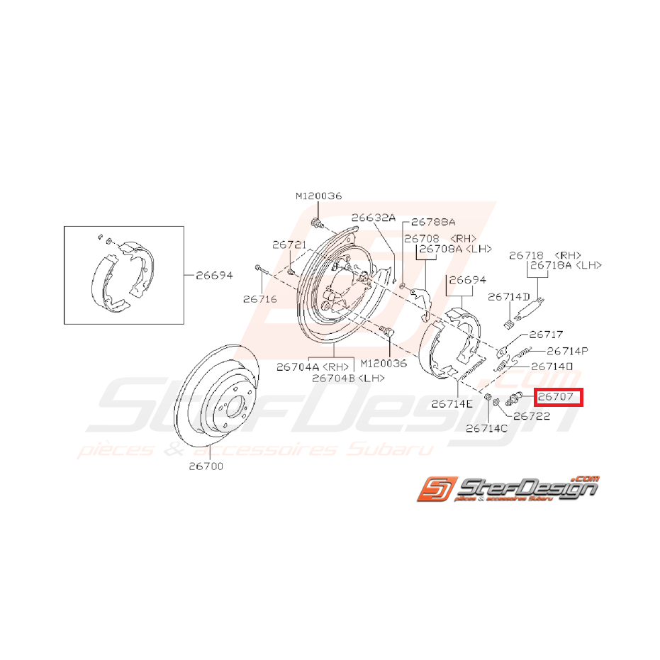 Dispositif réglage frein arrière GT 93-00 STI/WRX 01-07