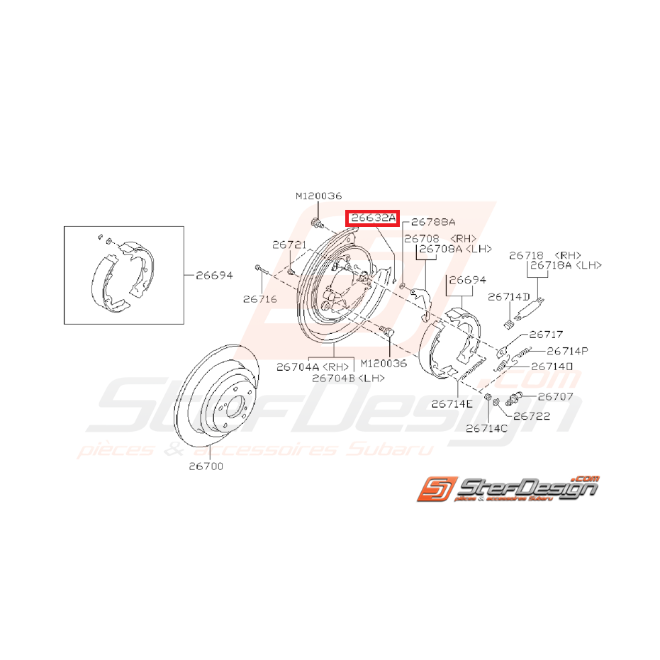 Retenue frein arrière SUBARU GT 97-00 WRX/STI 01-14 Retenue frein arrière SUBARU GT 97-00 WRX/STI 01-14