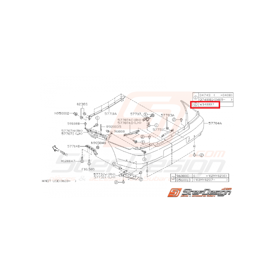 Clips de pare choc avant et arrière WRX/STI 01-14 et BRZ