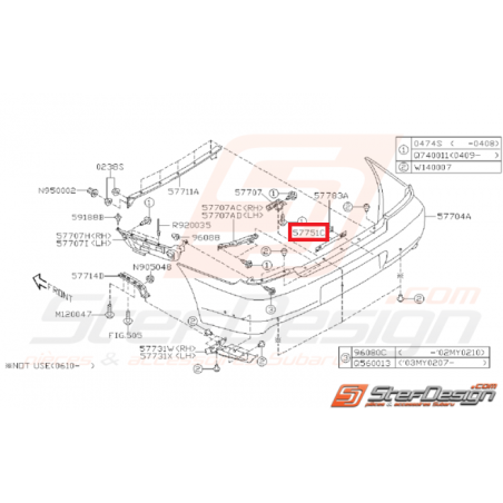 Support de plaque d'immatriculation arrière IMPREZA GT 93-00 WRX/STI 01-07