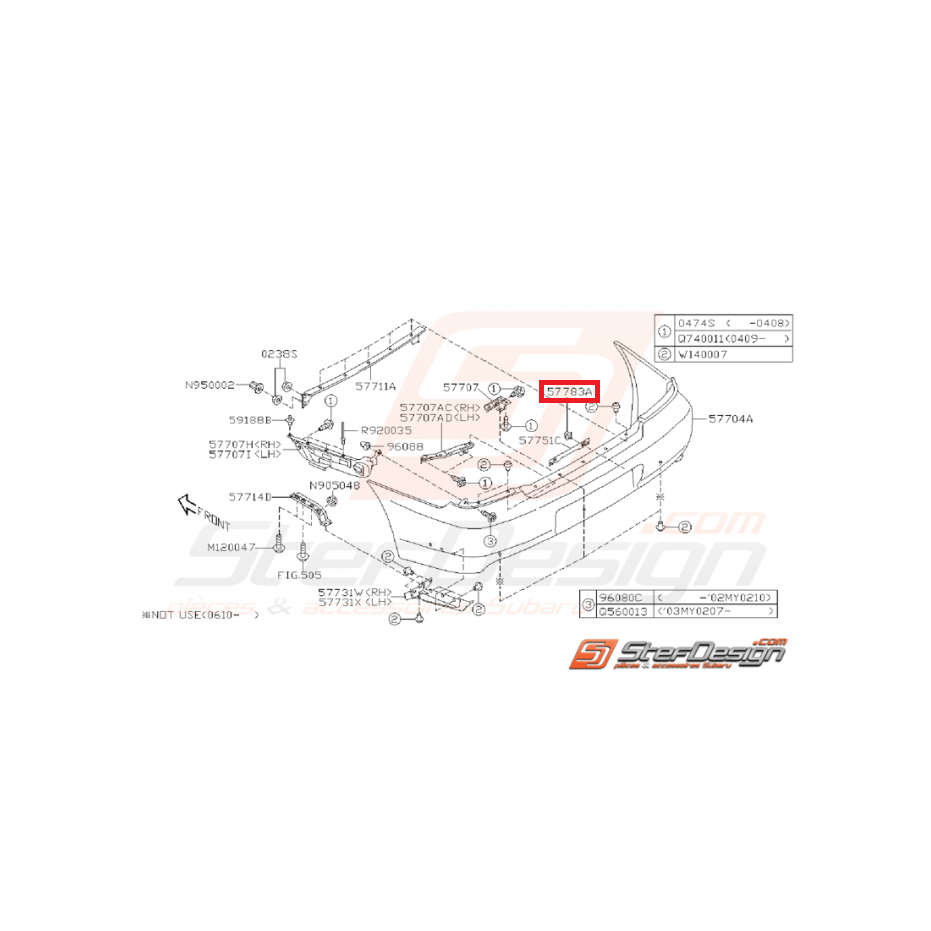 Clips support plaque d'immatriculation WRX/STI 01-07 et GT 93-00