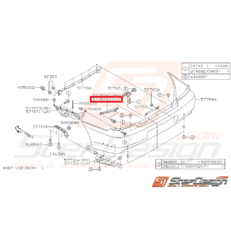 Support coin de pare-choc arrière STI/WRX 01-02