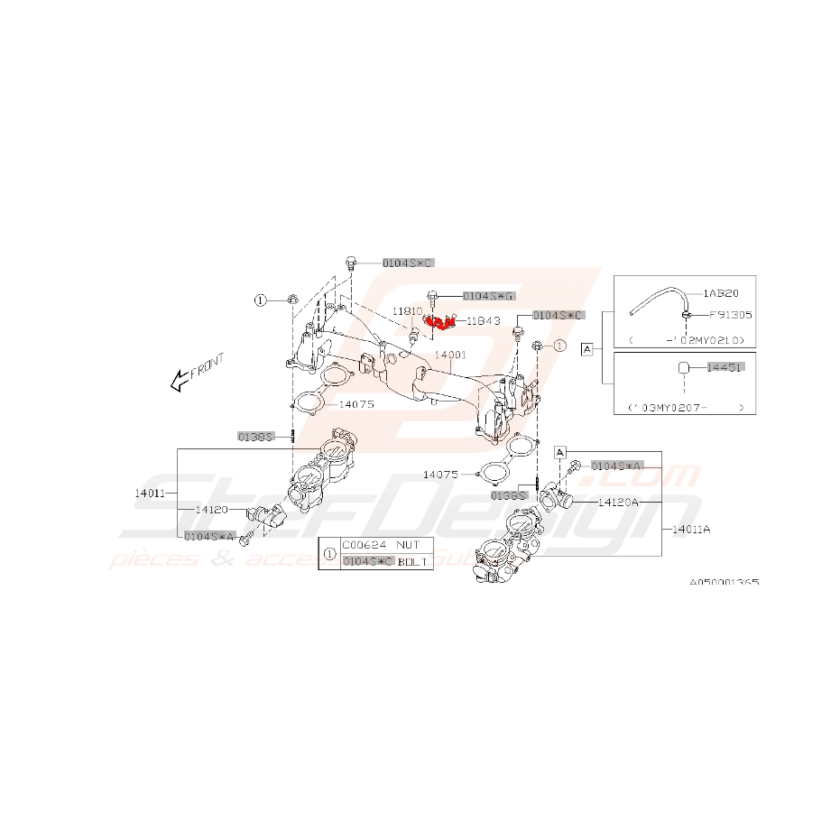 Support durites PCV pour subaru WRX/STI 2001-2007