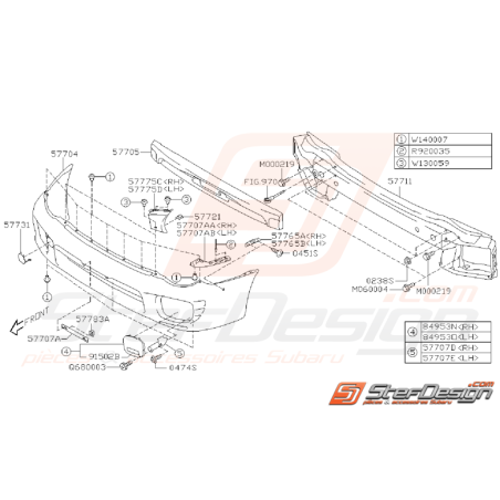 Ensemble Pare Choc Avant Subaru STI 2001 - 2002