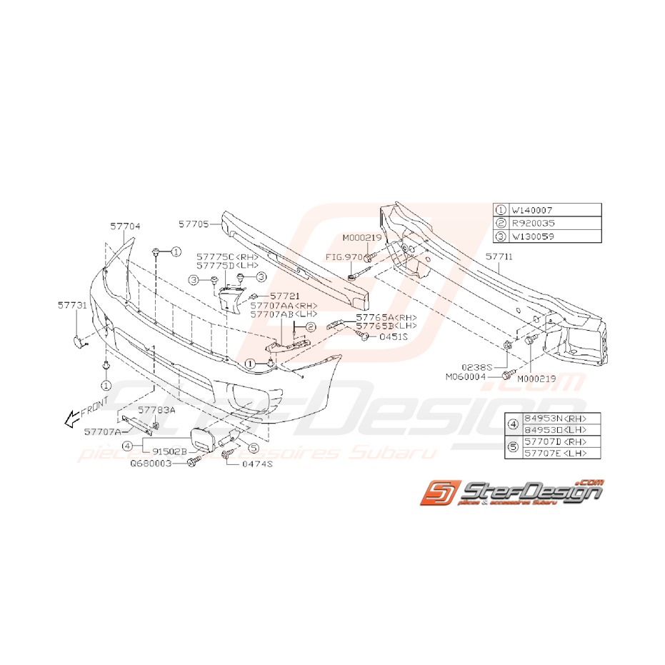 Ensemble Pare Choc Avant Subaru STI 2001 - 2002 Ensemble Pare Choc Avant Subaru STI 2001 - 2002