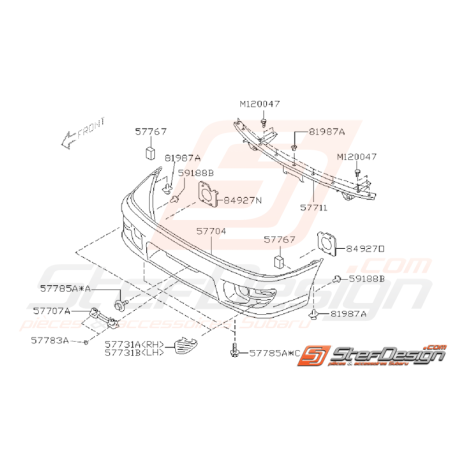 Ensemble Pare Choc Avant Subaru GT 1999 - 2000