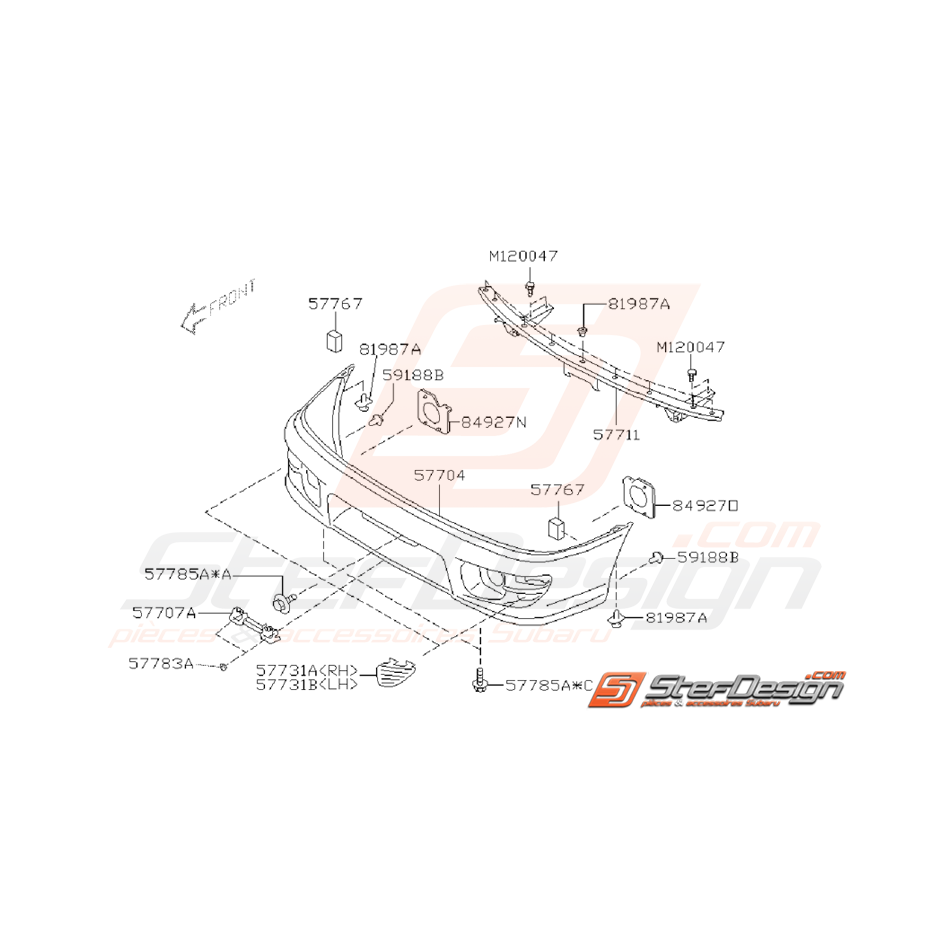 Ensemble Pare Choc Avant Subaru GT 1999 - 2000 Ensemble Pare Choc Avant Subaru GT 1999 - 2000
