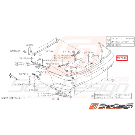 Pare choc arrière WRX/STI 01-02