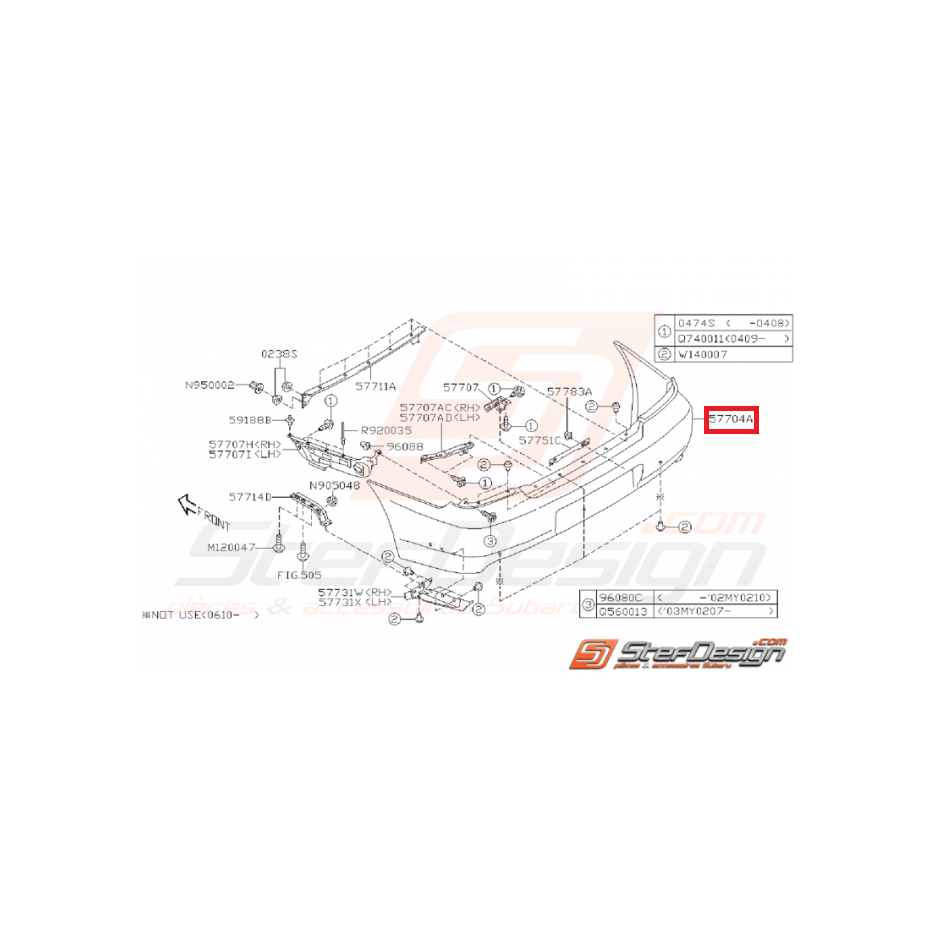 Pare choc arrière WRX/STI 01-02