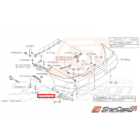 Couvercle pare choc arrière STI/WRX 01-02 