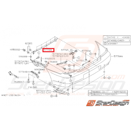 Traverse renfort pare-choc arrière WRX/STI 01-07