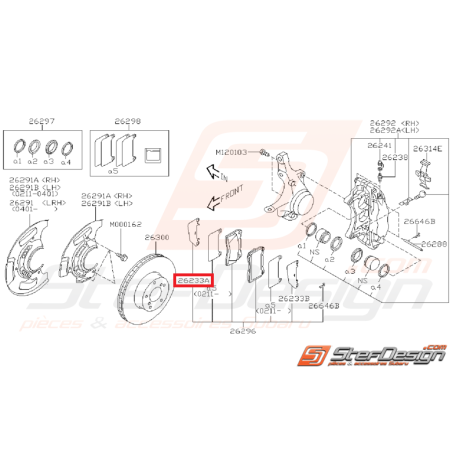 Entretoise plaquette de frein intérieur avant subaru STI 01-14