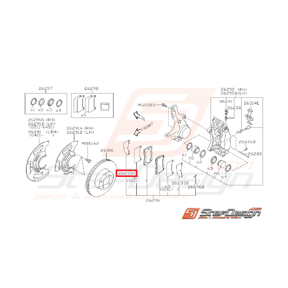 Entretoise plaquette de frein intérieur avant subaru STI 01-14 Entretoise plaquette de frein intérieur avant subaru STI 01-14
