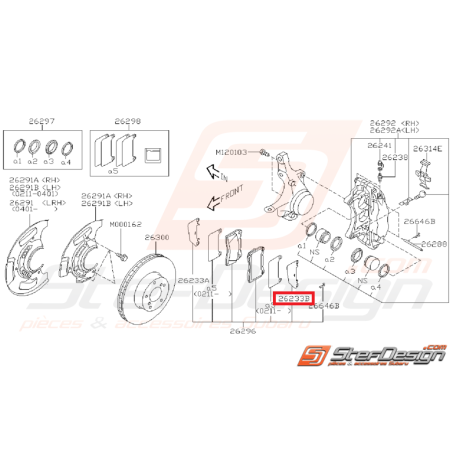 Entretoise plaquette de frein extérieur avant subaru STI 01-14