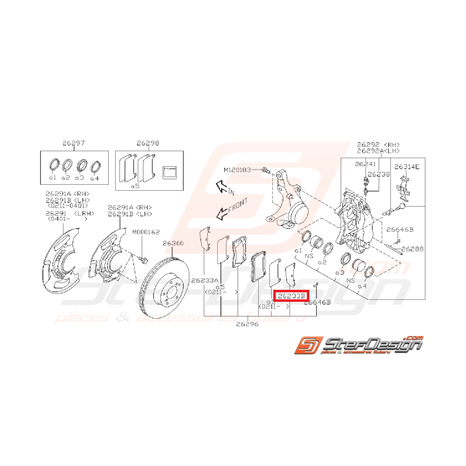 Entretoise plaquette de frein extérieur avant subaru STI 01-14