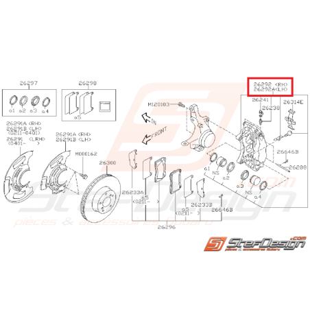 Étrier frein avant SUBARU STI 01-07