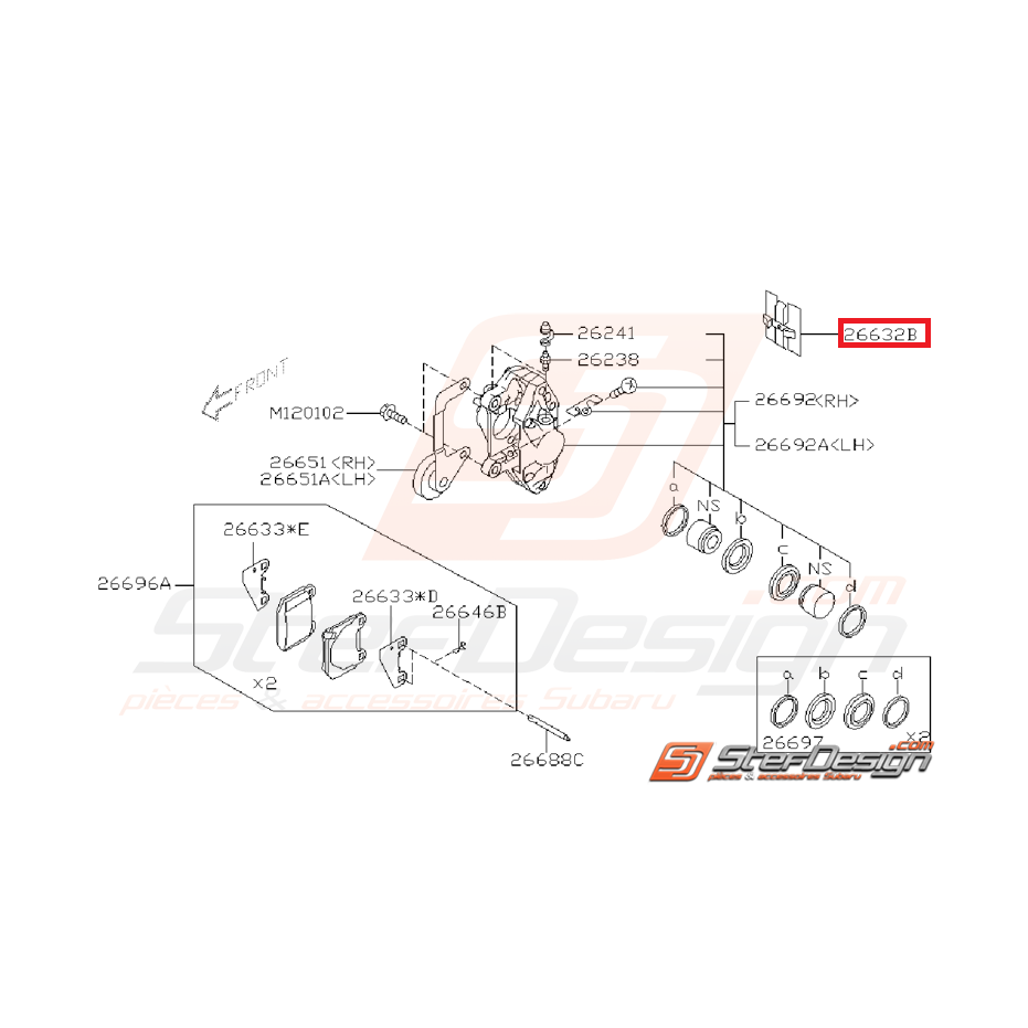 Ressort etrier de frein arriere  BREMBO subaru sti