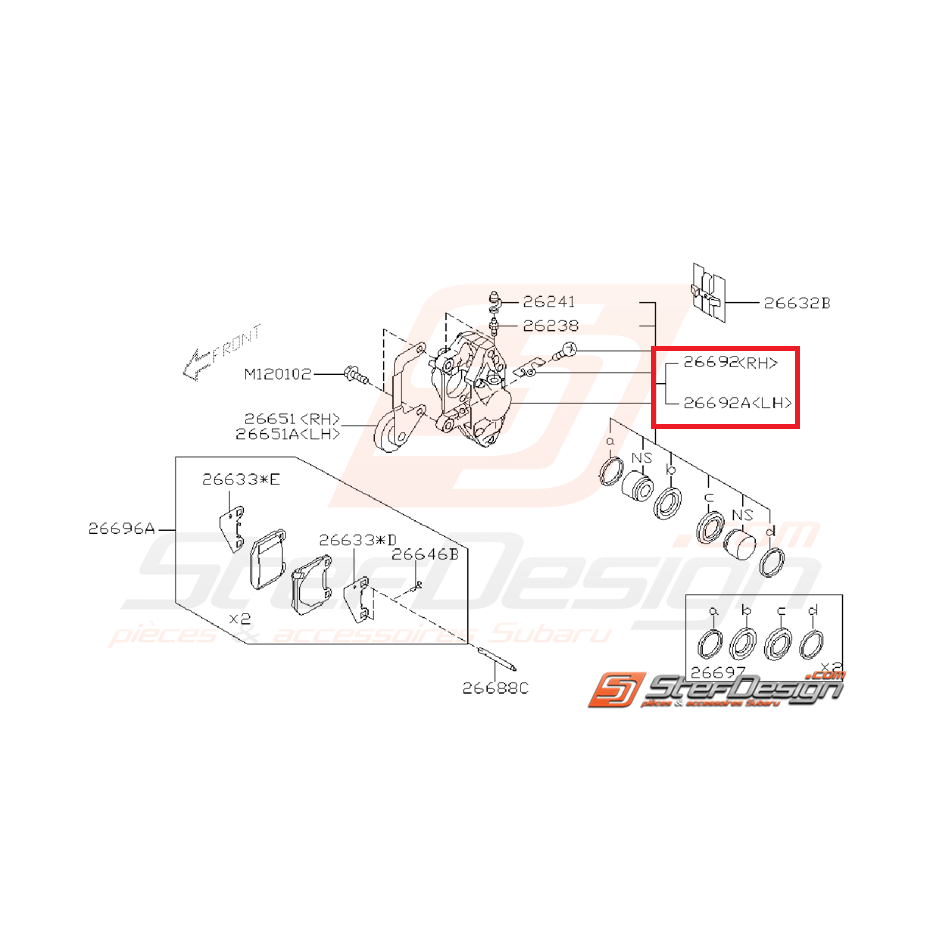 Étrier frein arrière SUBARU STI 01-07