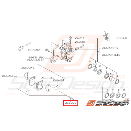 Axe fixation de plaquettes arrière pour étrier BREMBO STI 01-10