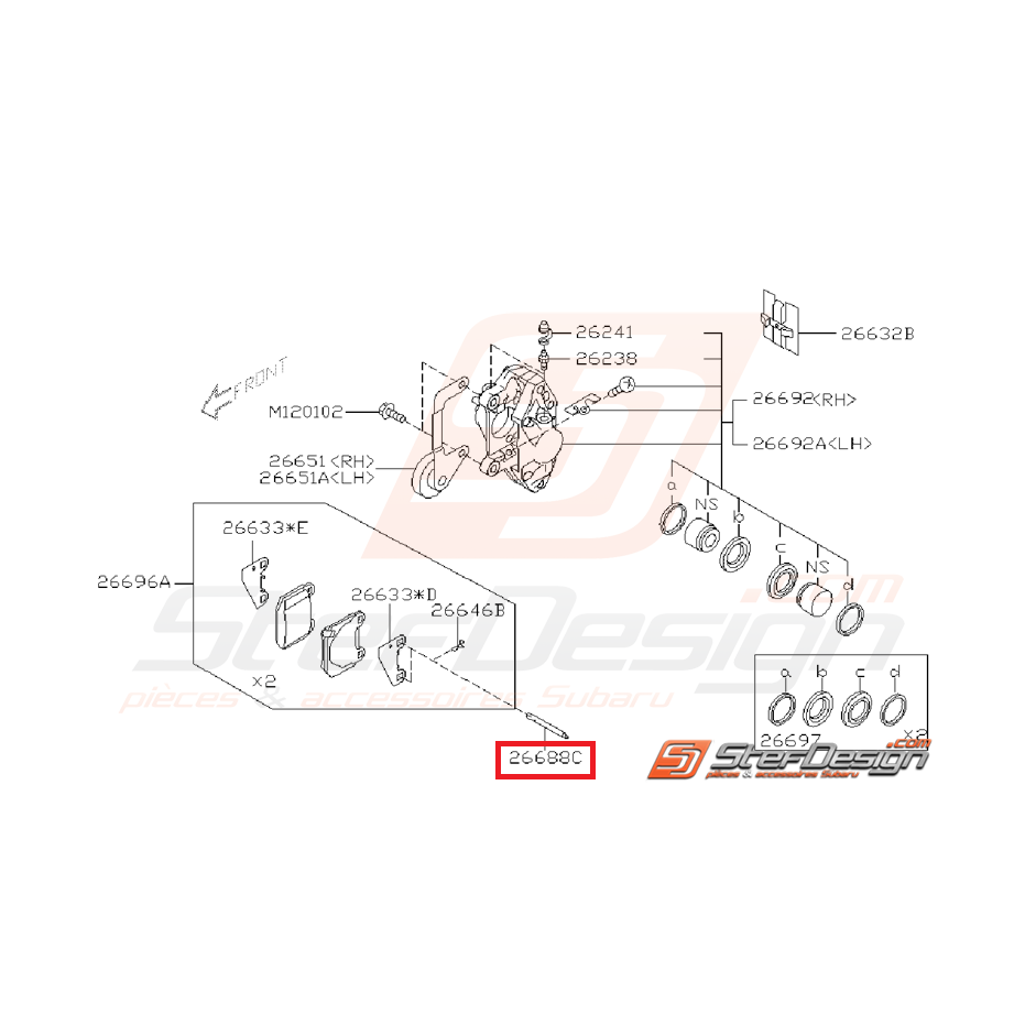 Axe fixation de plaquettes arrière pour étrier BREMBO STI 01-10