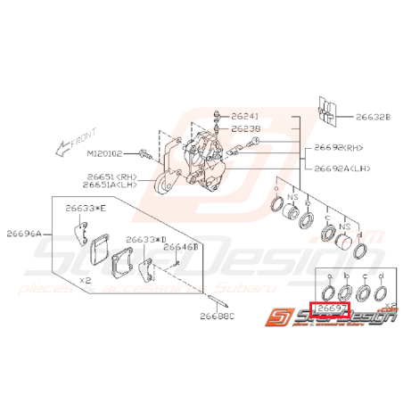 Kit réparation d'étriers arrière BREMBO subaru impreza STI 01-07