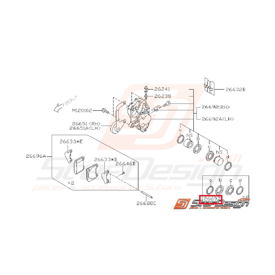 Kit réparation d'étriers arrière BREMBO subaru impreza STI 01-07
