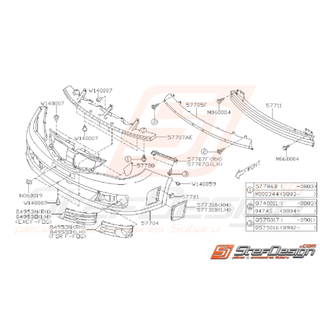 Ensemble Pare Choc Avant Subaru STI 2008 - 2010