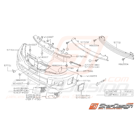 Ensemble Pare Choc Avant Subaru STI 2011 - 2014