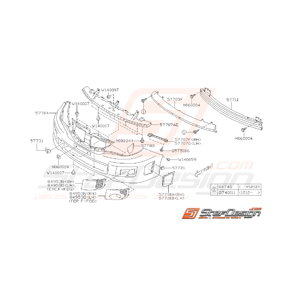 Ensemble Pare Choc Avant Subaru STI 2011 - 2014