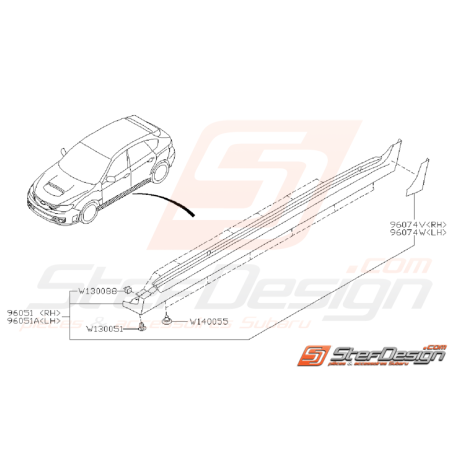 Ensemble Bas De Caisse Subaru STI 2008 - 2014