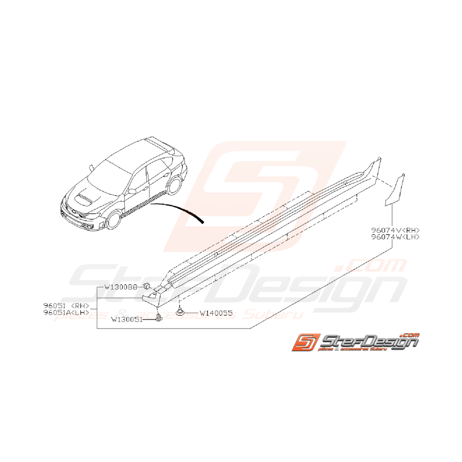 Ensemble Bas De Caisse Subaru STI 2008 - 2014