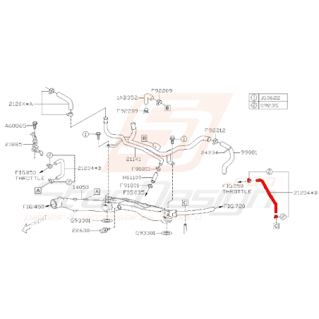 Durite de préchauffage pour subaru WRX 2006-2007