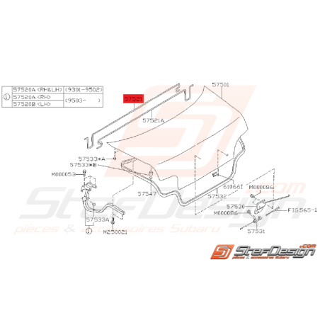 Barre de Torsion Coffre Subaru Impreza GT 93 - 95 et 99 - 00