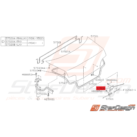 Gâche malle de coffre origine SUBARU IMPREZA GT 93-00