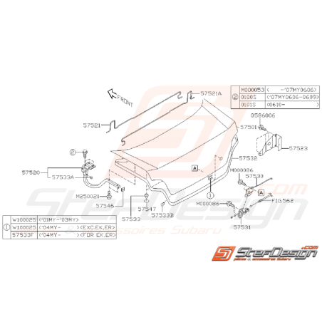 Ensemble coffre Subaru WRX STI 2001 - 2002